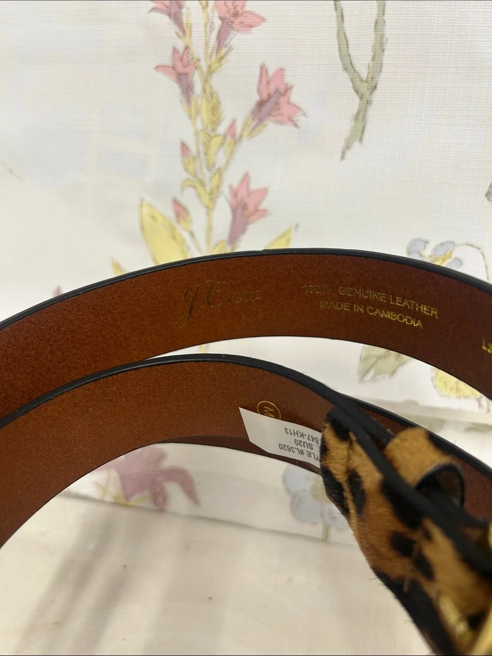 J. Crew Leopard Print Belt with Gold Buckle